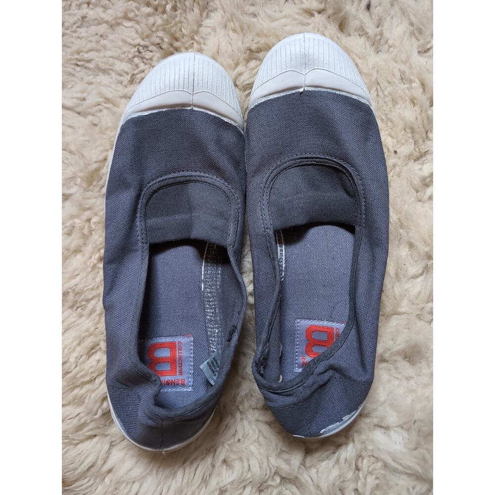 NWOT Bensimon Slip On Gray Canvas Sneaker Sz 7 Euro 38 Nautical $65